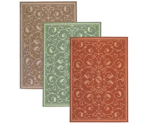 Veranda Scroll Indoor / Outdoor Runner, Cocoa - Plow & Hearth