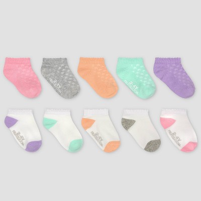 Image of Fruit of the Loom Baby Girls' Heart 10pk Beyondsoft Breathable Socks - 6-12M