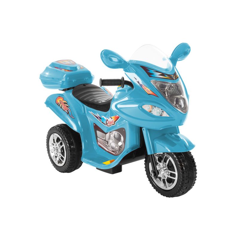 Toy Time Kids Motorcycle - 3-Wheel Electric Ride-On Car with Reverse, Sounds, Headlights - Blue, 1 of 12