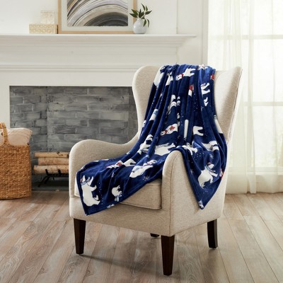 Great Bay Home Velvet Plush Fleece Holiday Printed Warm and Cozy Throw Blanket
