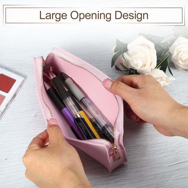 Unique Bargains Travel PU Leather Small Makeup Brush Bag, 3 of 7