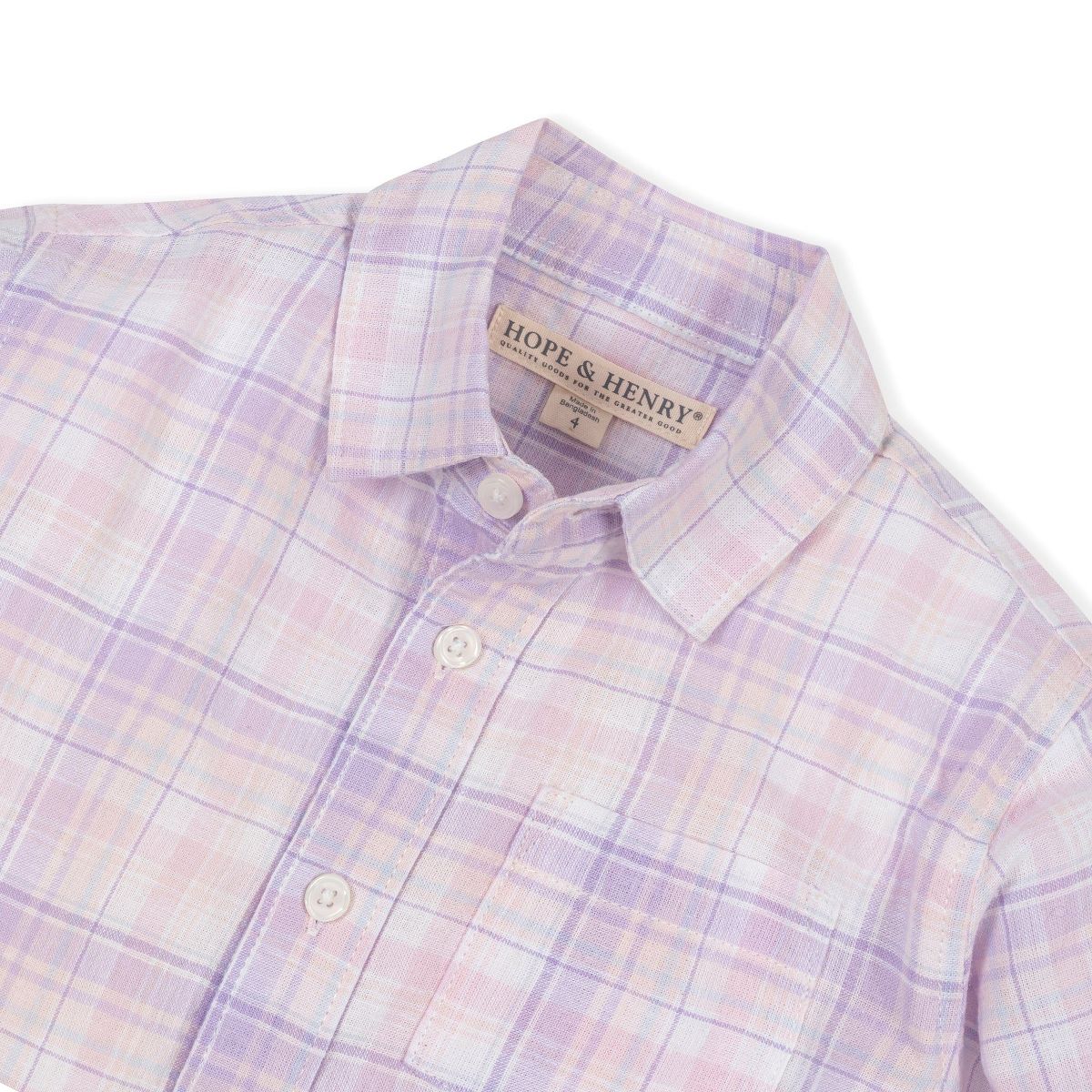 Hope & Henry Boys' Linen Long Sleeve Button Down Shirt, Kids - thumbnail 5