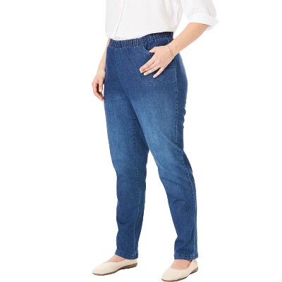 Woman Within Plus Size Straight Leg Fineline Denim Jean