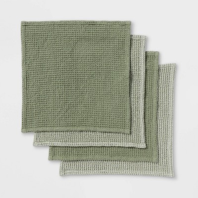 12&#34; x 12&#34; Cotton Waffle Dishcloths with Hemming Pack Green - Threshold&#8482;