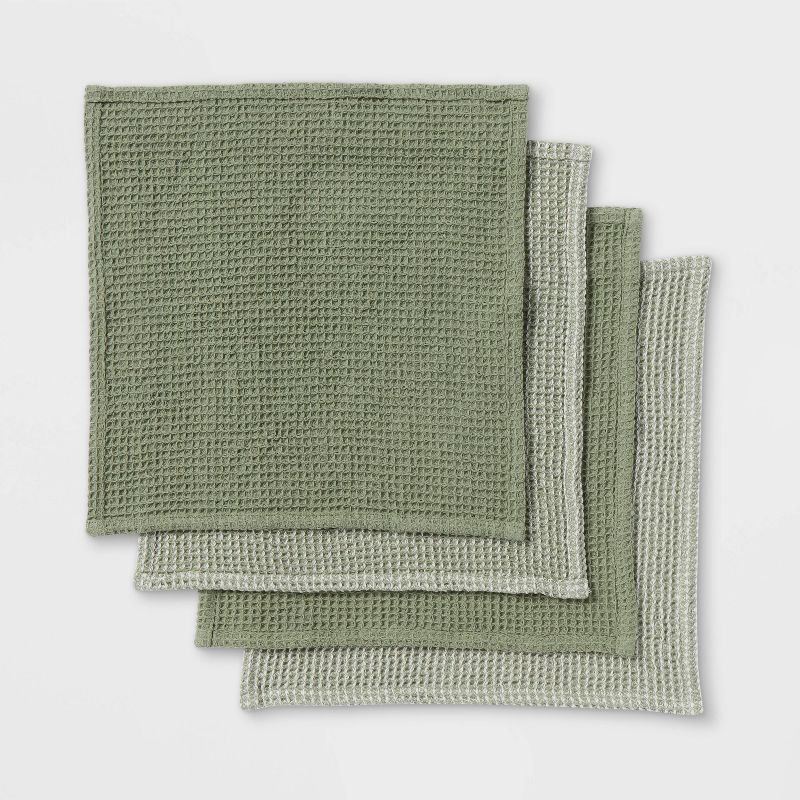 12&#34; x 12&#34; Cotton Waffle Dishcloths with Hemming Pack Green - Threshold&#8482;, 4 of 5