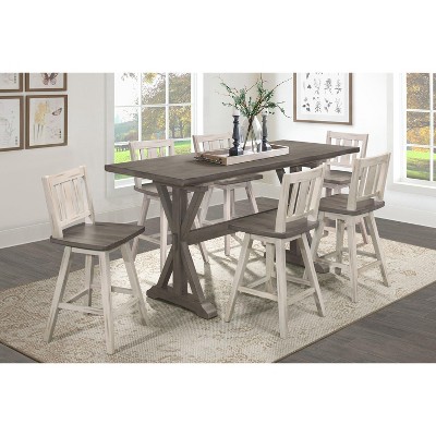 NicBex Dining Table 72" Counter Height Distressed Gray Finish Solid Rubberwood Dining Table for Kitchen