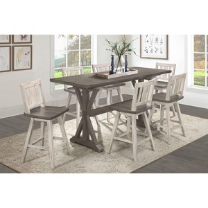 NicBex Dining Table 72" Counter Height Distressed Gray Finish Solid Rubberwood Dining Table for Kitchen - 1 of 4
