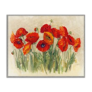Stupell Industries Red Poppy Florals Soft Green Meadow Grass Framed Giclee Art - 1 of 4