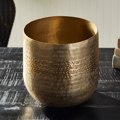 Emberlynn Large Gold Textured Aluminum Planter