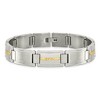 Black Bow Jewelry 12.5mm Stainless Steel & 14K Yellow Gold Inlay Link Bracelet, 8.75 In - 3 of 4
