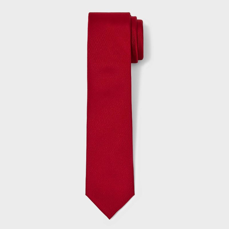 Men&#39;s Solid Satin Neck Tie - Goodfellow &#38; Co&#8482; Red One Size, 1 of 5