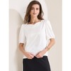 INSPIRE CHIC Women's Work Elegant Sweetheart Neck Half Puff Sleeve Office Work Satin Blouse - 2 of 4