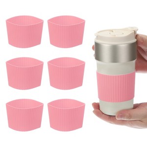 Unique Bargains Silicone Protective Heat Resistant Non Slip Coffee Cup Sleeve 6 Pcs - 1 of 4