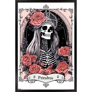 Trends International Tabz Jones - Skull and Roses Tarot High Priestess Framed Wall Poster Prints - 1 of 4