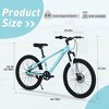 NAYSAYE 24 Inch Mountain Bike Kids Bike with Suspension Fork Steel Frame for Kids Aged 9 to 12 Years, Cyan, 63.78"*24.8"*37.2" - 4 of 4