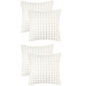 Unique Bargains Checkered Faux Fur Plush Fuzzy Soft Cozy Throw Pillow Covers 4 Pcs - 1 of 4