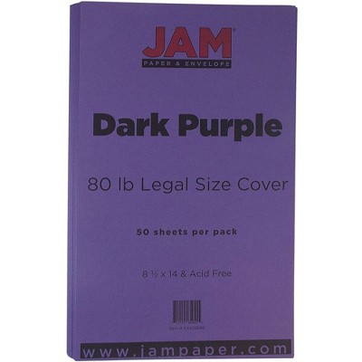 JAM Paper Legal Matte 80lb Colored Cardstock 8.5 x 14 Coverstock Dark Purple 64429566