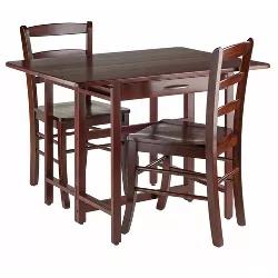 3pc Set Taylor Drop Leaf Dining Set with Ladder Back Chairs Walnut - Winsome