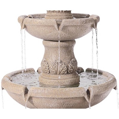 Domanico Tan Resin 57" 3-Tier Traditional Outdoor Water Fountain