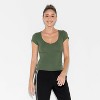 Women's Slim Fit Cap Sleeve Deep Scoop Neck T-Shirt - Wild Fable™ - 2 of 4