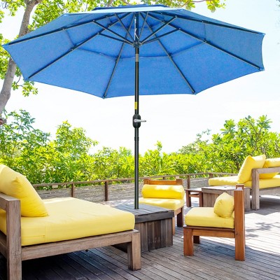 9ft Dark Blue 3-Tier Patio Umbrella with Crank and Tilt