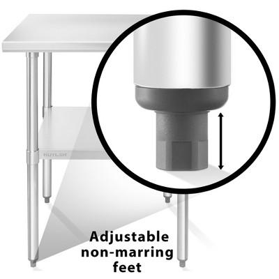 KUTLER 34.5" Stainless Steel Commercial Kitchen Prep Table with Undershelf