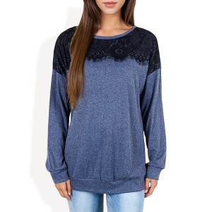 Anna-Kaci Women's Top with Lace Yoke Detail and Relaxed Fit - 1 of 4