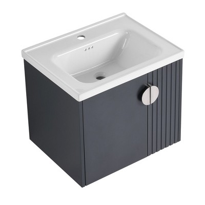 Modern Bathroom Vanity Cabinet With Sink, Wall Mounted Floating Bathroom Vanity And Sink Combo With Soft-Close Door