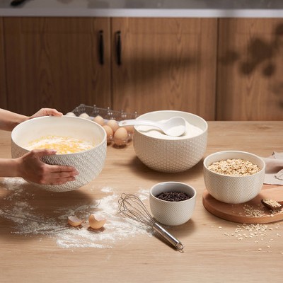 Ivory and Copper Ceramic Nesting Bowls Set of 4
