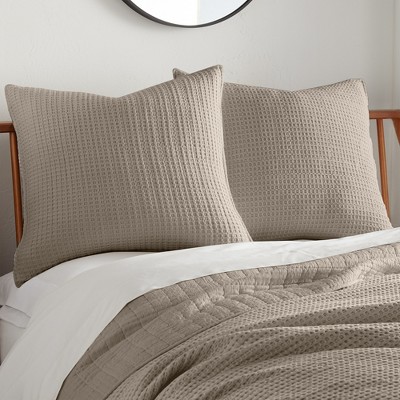 Taupe Waffle Weave Cotton Euro Sham Set of 2