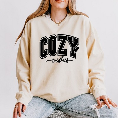 Simply Sage Market Women's Lightweight Garment Dyed Graphic Sweatshirt Cozy Vibes Bold