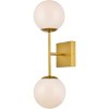 Elegant Lighting Neri 2 lights brass and white glass wall sconce - 3 of 4