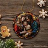 The Holy Embrace Stained Glass Themed Ceramic Ornament, Birth of Jesus Nativity Scene with Joseph and Mary|| OrnamentallyYou - 4 of 4