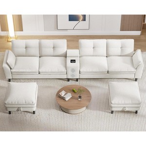 Vipbear 115 "Modular combination sofa with Bluetooth speaker and USB charger, cloud sofa with LED lights, for living room, apartment - 1 of 4