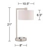 360 Lighting Colby Modern Desk Lamp 21" High Brushed Nickel with USB and AC Power Outlet in Base White Linen Drum Shade for Bedroom Living Room Office - 4 of 4