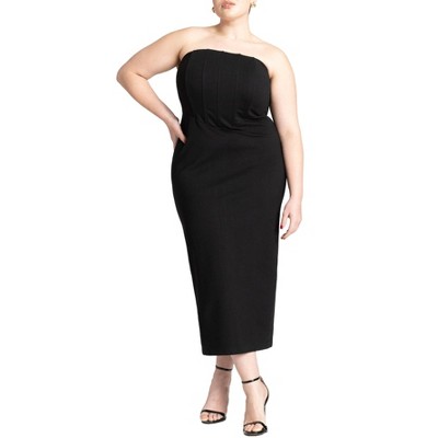 ELOQUII Women's Plus Size Corset Column Dress
