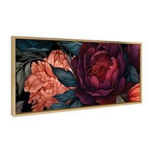 Kate & Laurel All Things Decor 18"x40" Sylvie Dark Academia Floral in Rich Jewel Tones Framed by The Creative Bunch Studio - 1 of 4