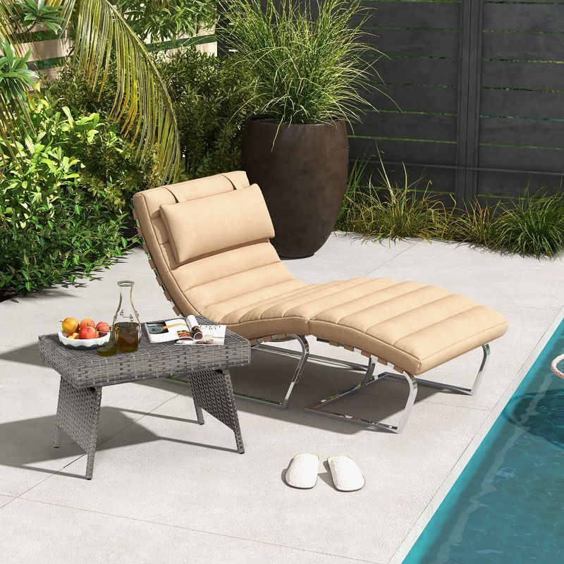 Costway Patio Folding Rattan Wicker Side Table End Coffee Table Portable Garden Mix Grey, 5 of 10