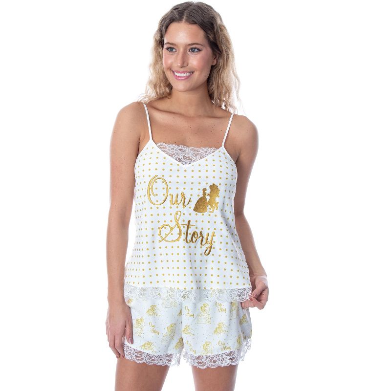 Disney Women's Beauty and The Beast Our Story Cami and Shorts Pajama Set, 1 of 6