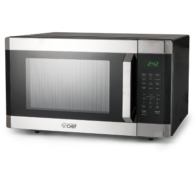 COMMERCIAL CHEF 1.6 Cubic Foot Microwave with 10 Power Levels, Small Microwave with Push Button Child Safety Lock, 1100 Watt Microwave with Digital Control Panels, Countertop Microwave & Timer