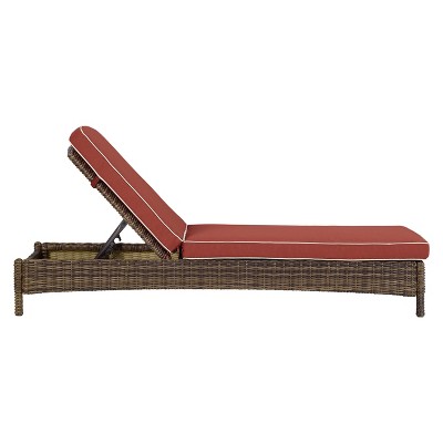 Bradenton 76'' Weathered Brown and Sangria Cushioned Chaise Lounger