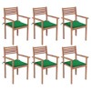 vidaXL Patio Chair Set of 6 Natural Teak Teak wood Standard Stackable - 2 of 4