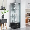 INFURNIC Decorative Storage Cabinets Modern Glass Display Cabinet with Soft-Close Drawers Adjustable Shelves, Black, 15.6"*14.3"*59" - 3 of 4