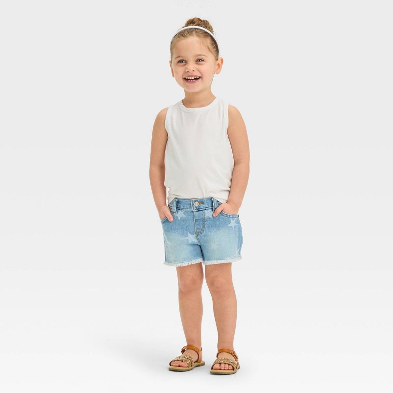 Toddler Girls' Americana Star Jean Shorts - Cat & Jack™ Light Wash, 3 of 4