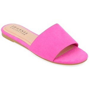 Journee Collection Womens Medium and Wide Width Kolinna Slip On Slide Flat Sandals - 1 of 4