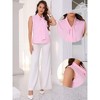 INSPIRE CHIC Women's Office Sleeveless Striped Tie Neck Casual Shirts - 2 of 4