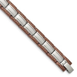 Black Bow Jewelry Men's Stainless Steel and Cognac Plated 8.75 Inch Bracelet - 1 of 4