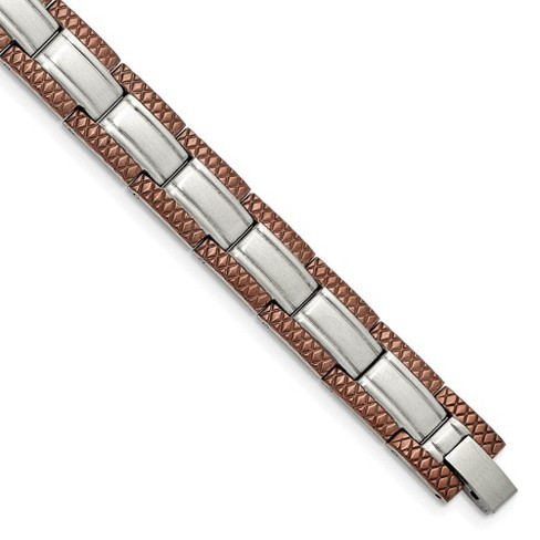 Black Bow Jewelry Men s Stainless Steel And Cognac Plated 8.75 Inch Bracelet Target