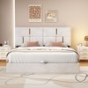 NicBex Queen Upholstered Bed Frame with Ottoman and Lift Up Storage,Platform Bed Frame with Black and Gold Headboard,No Box Spring Needed,Beige - 2 of 4