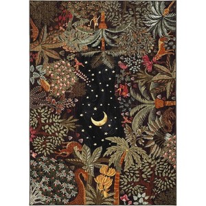 Soft Non-Slip Forest Animal Print Area Rug - Stain Resistant Low Pile Non-Shedding Throw Carpet for Kids Room Bedroom - 1 of 4